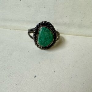 Vintage Native American Navajo turquoise and sterling ring sz 6.5